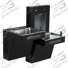 SLOAN Drinking Fountain with Bottle Filler: On-Wall, 8 gph @ 50°F, Touchless Sensor, Black (MPN DRS120-FIL-REF-BLK). Key specifications — Brand: SLOAN; Housing Material: Galvanized Steel; Filter Access: Top Panel Access; Chilling Capacity: 8 gph @ 50°F; Housing Color: Black.