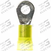 3M Ring Terminal: Yellow, Nylon Insulation, 5/16 in Stud Size, 4 AWG to 4 AWG Wire Sizes, 1,000 V (MPN MN4-516RK). Key specifications — attr1308027: 3M.