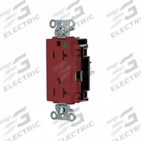 HUBBELL Receptacle: Hospital Grade, Decorator Duplex, 5-20R, Red, 125V AC, 20 A, 2 Pole / 3 Wire (MPN HBL2182STR)