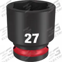 MILWAUKEE Standard Impact Socket: 1/2 in Drive Size, Metric, 27 mm Socket Size, 6-Point, Std (MPN 49-66-6259). Key specifications — attr1215501: MILWAUKEE; attr1215515: Black Phosphate; attr1215518: 27 mm.
