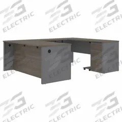 BESTAR U-Shaped Office Desk: Bark Grey/Slate, 71 1/8 in Overall Wd, 92 5/8 in Overall Dp, ANSI/BIFMA (MPN 99871-000047). Key specifications — Color: Slate; Desktop Color: Slate; Material: Particle Board; Product Material: Laminate Particle Board.