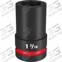 MILWAUKEE Deep Impact Socket: 1 in Drive Size, SAE, 1 3/16 in Socket Size, 6-Point, Deep, Friction (MPN 49-66-6507). Key specifications — attr1215501: MILWAUKEE; attr1215515: Black Phosphate; attr1215518: 1-3/16 in.