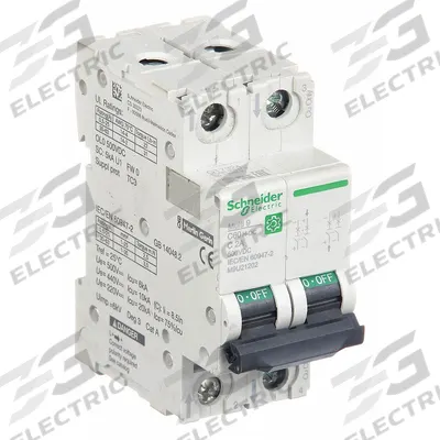 SCHNEIDER Supplementary Protector: 2 A Amps, 500V DC, 5kA at 250V DC, Screw Clamp - DC-Only Rated, 2-Pole UL1077 DIN Rail-Mount Supplementary Protectors