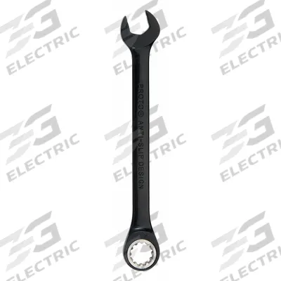 PROTO Combination Wrench: Alloy Steel, Black Chrome, 13/16 in Head Size, 11 1/2 in Overall Lg - SAE Spline Ratcheting Combination Wrenches