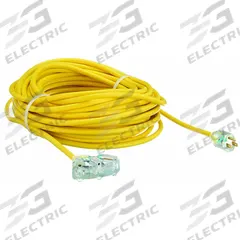 APPROVED VENDOR Extension Cord: Outdoor Use, 100 ft Lg, 3 Outlets, 5-15P, 12/3, SJTOW, Yellow (MPN 4GAC6). Key specifications — Brand: APPROVED VENDOR; Temperature Rating: -58° to 194°F; NEMA Plug Configuration: 5-15P.