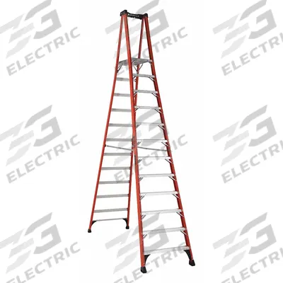 LOUISVILLE LADDER Platform Stepladder: 12 ft Ladder Size, Fiberglass, 375 lb Load Capacity - General Purpose Podium Stepladders