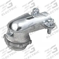 Connector - Clamp Style, 90 Degrees: Zinc, 1/2 in Trade Size, 1/2 in MNPT, Non Insulated (MPN 2692). Key specifications — Box Connection: 1/2 in MNPT; Connection Type: Squeeze; Color: Gray; Connection Orientation: 90°; Cable Clamping Method: Squeeze Clamp; Material: Zinc; Insulated: No; For Use With: Flexible Conduit.