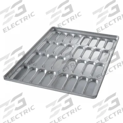 CHICAGO METALLIC Hot Dog Bun Pan: Aluminized Steel, 32 Slots, 19 3/8 in Overall Wd - Bun & Roll Pans
