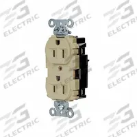 HUBBELL Receptacle: Duplex, 5-15, Ivory, 125V AC, 15 A, 2 Pole / 3 Wire (MPN 5262STI)
