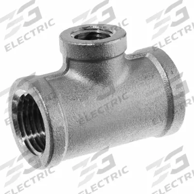 USA INDUSTRIALS Metal Pipe Tee: Tee, 1/2 in x 1/4 in x 1/2 in, Class 125 - Chrome-Plated Threaded Low-Pressure Pipe Fittings