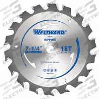 WESTWARD Circular Saw Blade: 7 1/4 in Blade Dia., 18 Teeth, 0.07 in Cut Wd, 5/8 in Arbor Size (MPN 24EL57). Key specifications — attr1116119: WESTWARD; attr1145631: Wood.