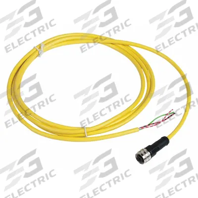 TELEMECANIQUE SENSORS Cordset: 1/2"-20 Female Straight x Bare Wire, 3 Pins, Yellow, PVC, 2 m Cable Lg - Single-Ended Cordsets