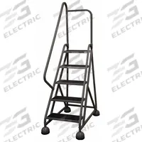 COTTERMAN Rolling Ladder: 3.8 ft Platform Ht, Partially Assembled, Steel, Wt-Actuated Auto-Lock (MPN ST-502 A2 C1 P5). Key specifications — Includes Handrails: Handrails Included; Material: Steel; Brand: COTTERMAN; Color: Gray.
