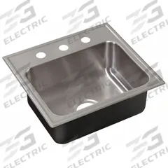 JUST MANUFACTURING Drop-In Sink with Faucet Ledge: 21 in Overall Lg, 19 in Overall Wd, 18 in Bowl Lg (MPN SL1921A3-J). Key specifications