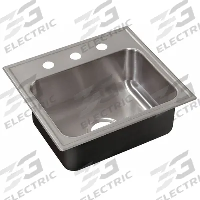 JUST MANUFACTURING Drop-In Sink with Faucet Ledge: 21 in Overall Lg, 19 in Overall Wd - One-Bowl Counter-Mounted Kitchen & Bar Sinks without Faucets