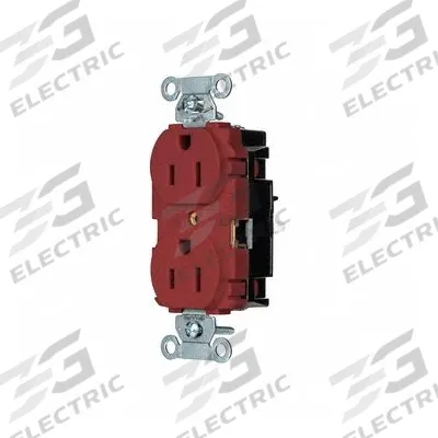 HUBBELL Receptacle: Duplex, 5-15, Red, 125V AC, 15 A, 2 Pole / 3 Wire (MPN 5252STR) - General Purpose Receptacles
