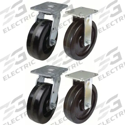APPROVED VENDOR Plate Caster: Rigid/Swivel, No Brake, Phenolic, 4 in Wheel Dia, 2 in Wheel Wd - Plate Caster Kits
