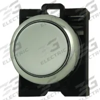 EATON Flush Push Button: 22 mm Mounting Size, Metallic, Momentary (MPN M22M-D-W). Key specifications — Brand: EATON; Action: Momentary; Series: M22; Push Button Material Type: Metallic.