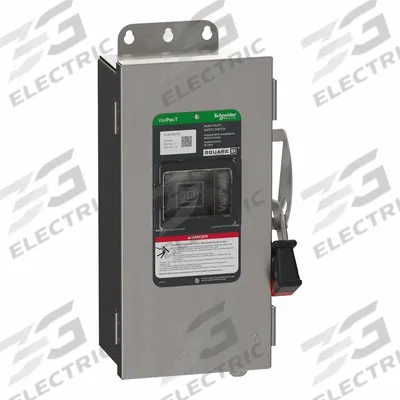 SCHNEIDER Safety Switch: Fusible, 30 A, Three Phase, 600V AC/DC, Galvanized Steel - Fusible Safety Switches