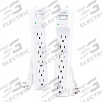 CYBER POWER Outlet Strip: 6 Outlets, 3 ft Cord Lg, 600 J Rated Energy, 15 A Current, UL 1449, White (MPN B6032PK). Key specifications — Brand: CYBER POWER; Mounting Style: Keyhole.