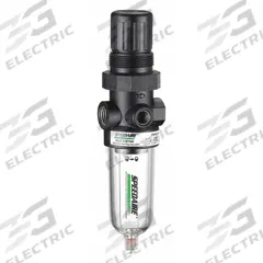 SPEEDAIRE Filter-Regulator: Miniature Series, 1/8 in NPT, 13 cfm, 5 micron, 5 psi to 125 psi, Zinc (MPN 4ZK74). Key specifications — attr109419: SPEEDAIRE; attr109429: Zinc; attr109463: No; attr109467: Rubber; attr109468: Miniature.