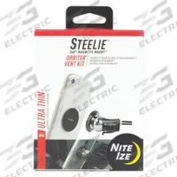 NITE IZE Cell Phone Car Mount Kit: STOVK-01-R8, Car Mounts, Vent Kit, Apple, Black/Silver. Key specifications — Resistance Properties: Impact Resistant; Manufacturer Part Number: STOVK-01-R8; Brand: NITE IZE; Compatible with Brand: Apple; Product Type: Vent Kit; For Use With: Mobile Devices; Color: Black; Material: Aluminum.