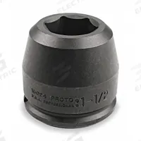 PROTO Impact Socket: 1 1/2 in Drive Size, SAE, 2 1/8 in Socket Size, 6-Point, Std, Black Oxide (MPN J15034). Key specifications — attr1215501: PROTO; attr1215515: Black Oxide; attr1215518: 2-1/8 in.