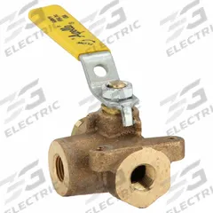 APOLLO Manual Three-Way Ball Valve: 1/4 in, Bronze, L Flow, FNPT x FNPT x FNPT, Std Port Ball Port (MPN 7060101). Key specifications — Brand: APOLLO; Handle: Lever.
