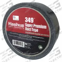 NASHUA Duct Tape: Medium Duty, Black, 1 7/8 in Wd, 39 yd Lg, 16 mil Thick, 349, Rubber. Key specifications — Backing Material: Polyethylene Coated Cloth; Series: 349.