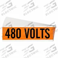 BRADY Conduit & Voltage Signs & Labels: 9 in Label Wd, 2 1/4 in Label Ht, 480 Volts, A Label, 25 PK (MPN 152328). Key specifications — Legend: 480 Volts; Brand: BRADY; Label Style: A.
