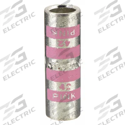 THOMAS & BETTS Open Barrel Splice: 1/0 AWG Wire Size, Pink Code, 1.63 in - Crimped Butt Splice Compression Connectors