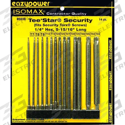 EAZYPOWER Driver Bit: Twin Bit, Imperial, Security Torx Head, TR10/TR8 Bit Industry Size - Torx Security Bits