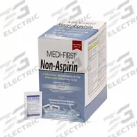 MEDI-FIRST Non-Aspirin Pain Relief: Acetaminophen, 325 mg, 250 Individual Doses, Tablet (MPN 80313). Key specifications — Purpose: Fever Reducer; Strength: Regular Strength; Manufacturer Part Number: 80313; Brand: MEDI-FIRST; Flavor: Unflavored; Dose Package Type: Packets; Exterior Package Type: Box; Format: Tablet.