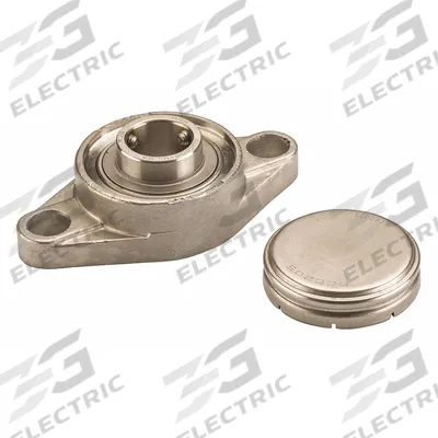 NTN 2 Bolt Flange Bearing: Radial Ball, 1 1/2 in Bore, SS, Set Screws, 6 49/64 in Lg - Food-Grade Flange-Mount Ball Bearings