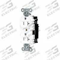 HUBBELL Receptacle: Duplex, 5-20, White, 125V AC, 20 A, 2 Pole / 3 Wire (MPN 5362STW)