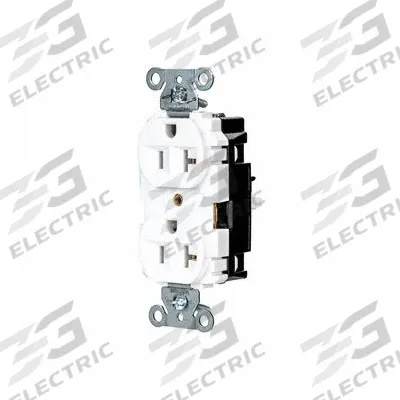 HUBBELL Receptacle: Duplex, 5-20, White, 125V AC, 20 A, 2 Pole / 3 Wire (MPN 5362STW) - General Purpose Receptacles