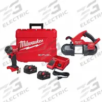 MILWAUKEE Impact Driver and Band Saw Kit: 2 Tools, Impact Driver/Portable Band Saw, 18 V DC Volt (MPN 2953-22, 2829-20). Key specifications — attr1176460: Portable Band Saw.