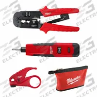 MILWAUKEE Twisted Pair Install Kit: 4 Total Pcs, Electrical and Telecom Tools, Tool Pouch (MPN 48-22-8101). Key specifications — attr549011: Impact Punchdown; attr549007: Universal Twisted Pair Stripper; attr539015: MILWAUKEE.