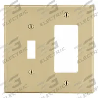 HUBBELL Wall Plate: Combo, 2 Gang, Ivory, Std Size (MPN P126I). Key specifications — Brand: HUBBELL; Material: Polycarbonate.