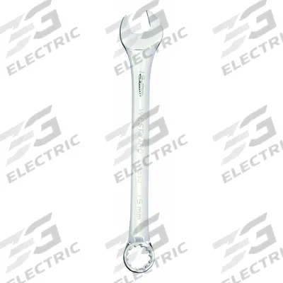 WESTWARD Combination Wrench: Alloy Steel, Chrome, 15 mm Head Size, 7 3/4 in Overall Lg - Metric Spline Combination Wrenches