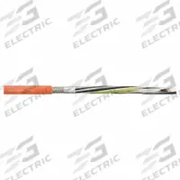 CHAINFLEX Servo Motor Cable: (4) 14 AWG (2.5)/Shielded Twisted Pr 16 AWG (1.5), Orange, PUR Jacket (MPN CF897-25150201). Key specifications — Conductor Grouping: (4) 14 AWG/Shielded Twisted Pair 16 AWG; Includes Ground: Yes; Overall Length: Order by the Foot; Minimum Bend Radius Factor - Fixed: 8 x OD; Minimum Bend Radius Factor - Flexible: 12 x OD; Brand: CHAINFLEX.