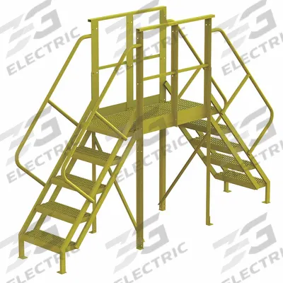 TRI-ARC Crossover Bridge: 4.2 ft Platform Ht, Steel, 1,000 lb Load Capacity, Perforated - Easy Descent Crossover Bridges