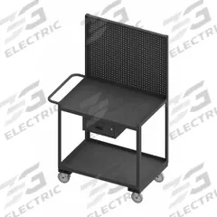 WESTWARD Mobile Workstation: 1,200 lb, 2 Shelves, Overall Dim. 42 1/2 in L x 24 1/2 in W x 68 in H (MPN RSC-2436-2-PB-1DR-95W). Key specifications — Brand: WESTWARD; Caster/Wheel Configuration: (2) Swivel with Brake; Handle Type: Flat.