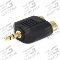 MONOPRICE Audio Splitter: (1) 3.5 mm Stereo TRS Male x (2) RCA Female Splitter, Black (MPN 7189). Key specifications — Product Type: Audio Splitter; Manufacturer Part Number: 7189; Brand: MONOPRICE; End 1 Connection Type: 3.5 mm Stereo TRS Male; End 2 Connection Type: RCA Female.