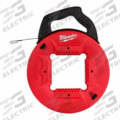 MILWAUKEE Fish Tape: 100 ft Lg, Manual Wind Tape Retraction, Flat Tape Shape - Steel Fish Tapes