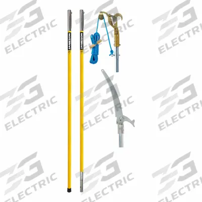 JAMESON Tree Pruner: 13 in Blade Lg, Steel, Fiberglass, 1 1/5 in, 13 ft Overall Lg - Pole Saws