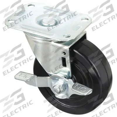 APPROVED VENDOR Plate Caster: Swivel, Rubber, 4 in Wheel Dia, 1 1/4 in Wheel Wd, Light Duty - Debris-Resistant Plate Casters