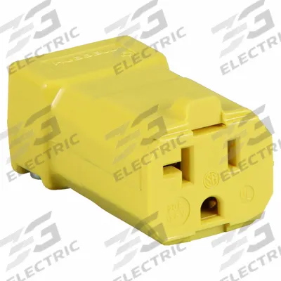 HUBBELL Straight Blade Connector: 5-20R, 125V AC, 20 A, 2 Pole, 3 Wire, Yellow (MPN HBL5369VY) - Hinged Connectors