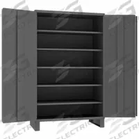 DURHAM MFG Storage Cabinet: 48 in x 24 in x 78 in, Swing Handle & Keyed, 14 ga Panel Thick, Legs (MPN JC-482478-5S-95). Key specifications — attr62698: Gray; attr62736: Welded; attr87895: Legs; attr62693: Assembled; attr62737: Stationary; attr62694: Adjustable; attr62695: Powder Coated; attr62696: Steel.