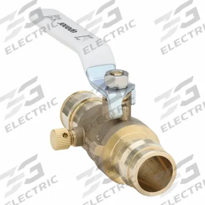 UPONOR Manual Two-Way Ball Valve: 1 in, Brass, Straight, PEX x PEX - Brass Ball Valves with Drain